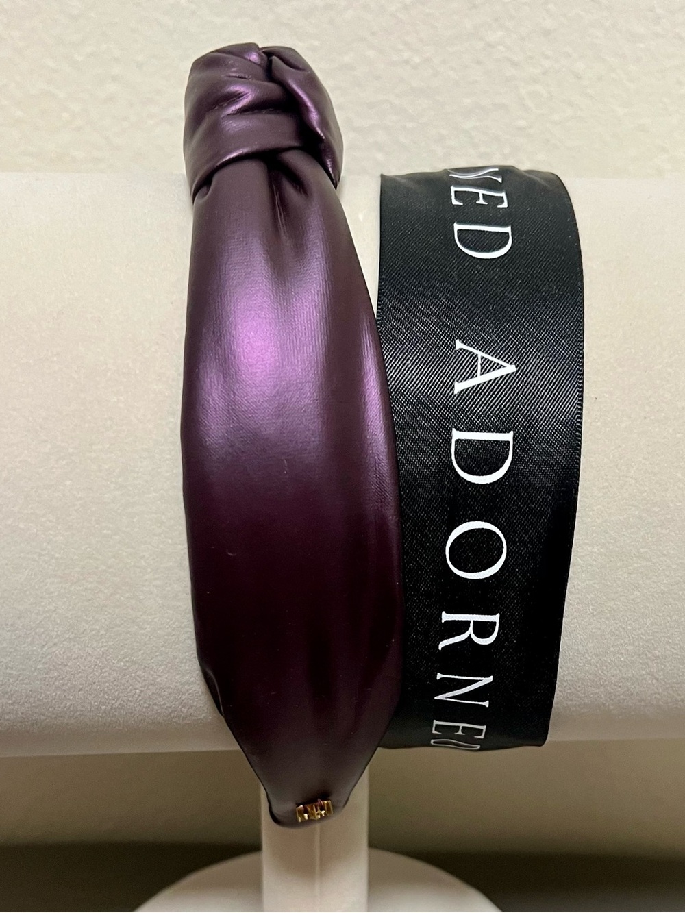 Adorned Vegan Leather Knotted Headband